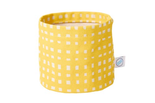 Dance Happy Micro Grid Round Bin/canvas Planter In Sunshine Yellow