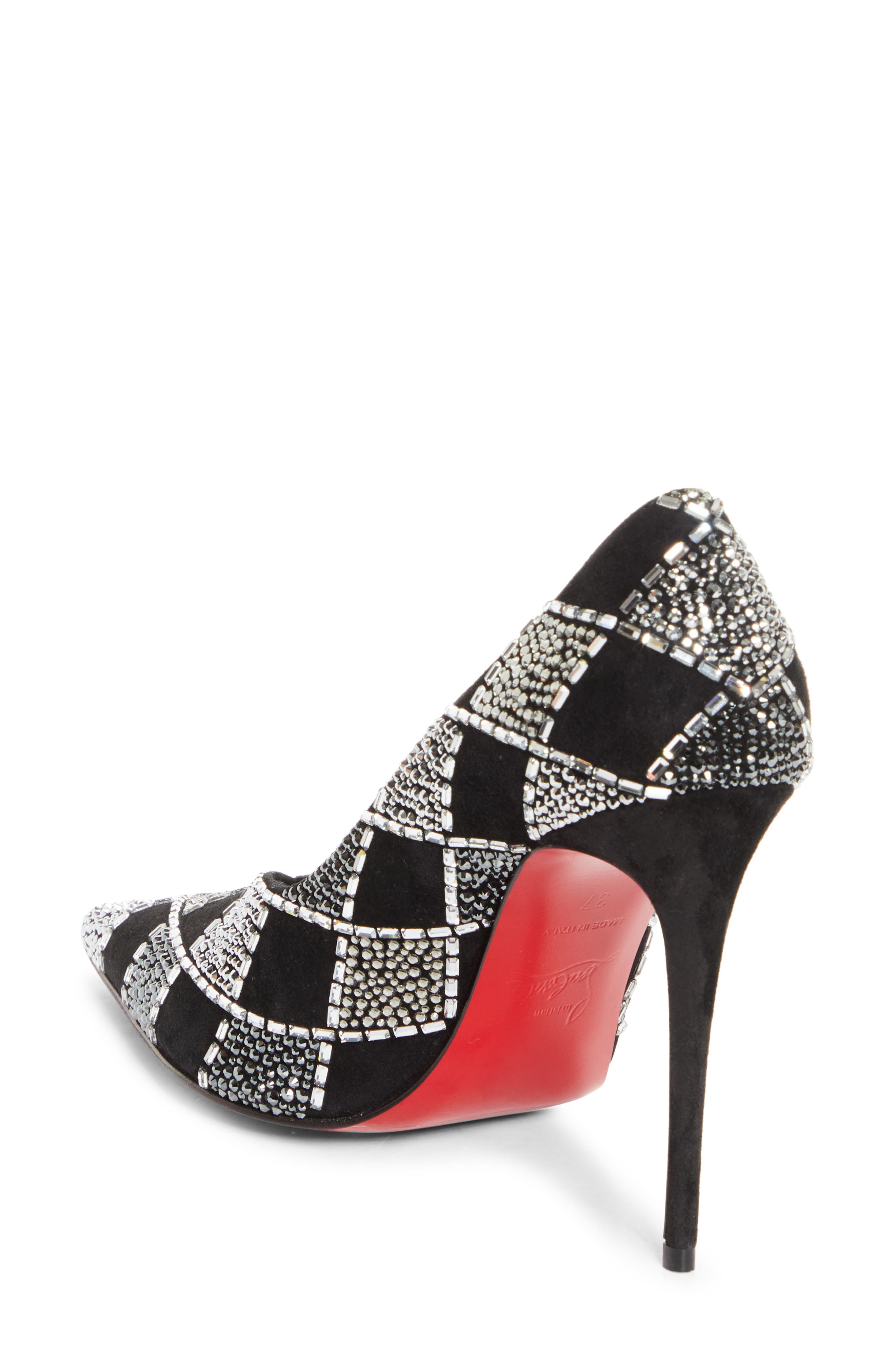 Christian Louboutin Doria Crystal Check Pump, Alternate, color, Black/ Black/ Crystals