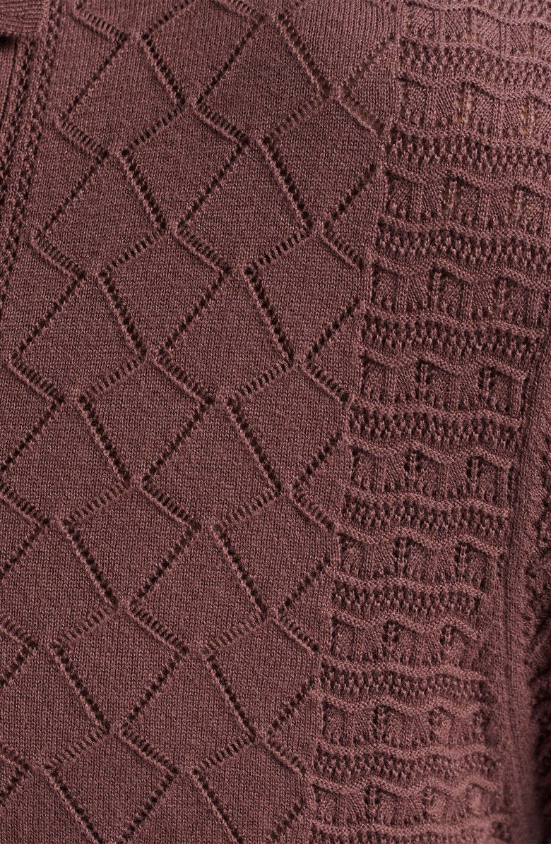 Robert Graham Delmar Short Sleeve Cotton Pointelle Button-Up Sweater, Alternate, color, 