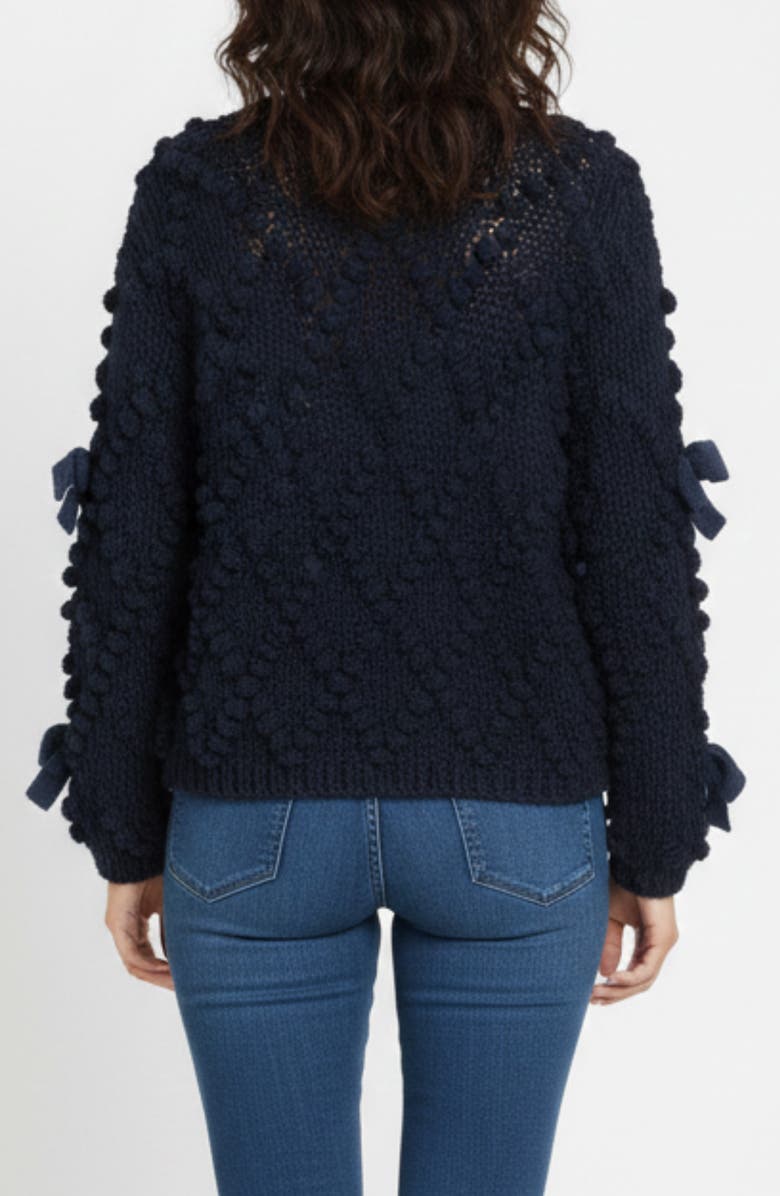 SAACHI Bow Chunky Knit Cardigan, Alternate, color, Navy