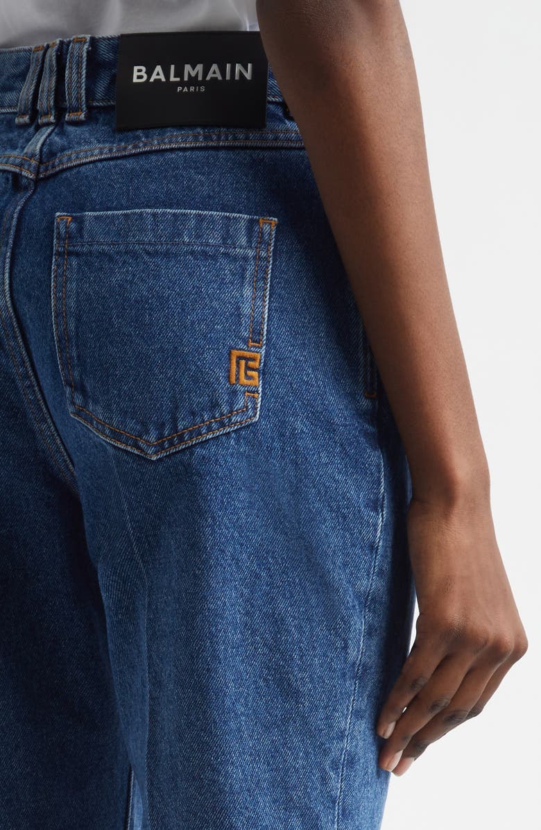 Balmain High Waist Straight Leg Jeans, Alternate, color, 6Ex Bleu Jean Dark