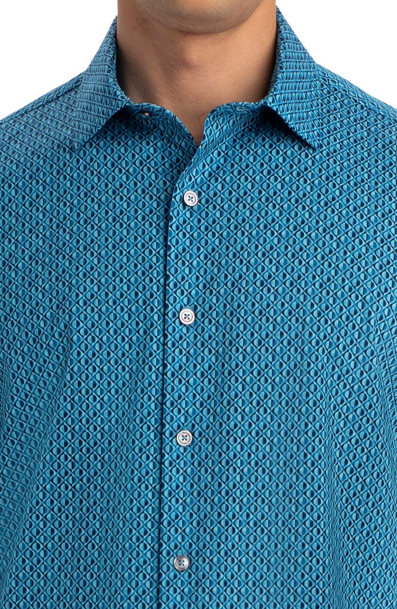 Bugatchi OoohCotton<sup>®</sup> Print Stretch Short Sleeve Button-Up Shirt, Alternate, color, 
