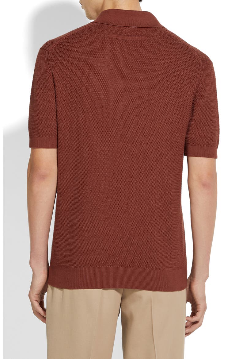 Waffle Knit Premium Cotton Polo Sweater, Alternate, color, MEDIUM ORANGE SOLID
