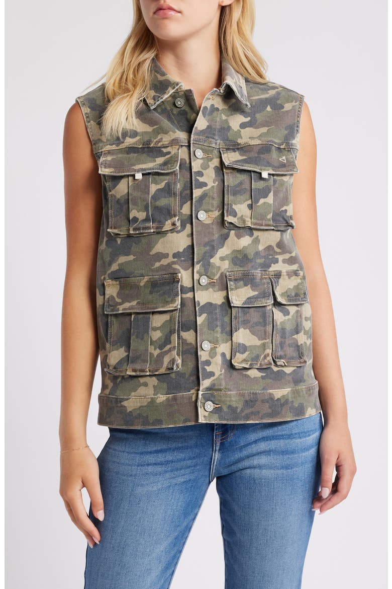 Camo Print Oversize Cargo Vest, Alternate, color, OLIVE
