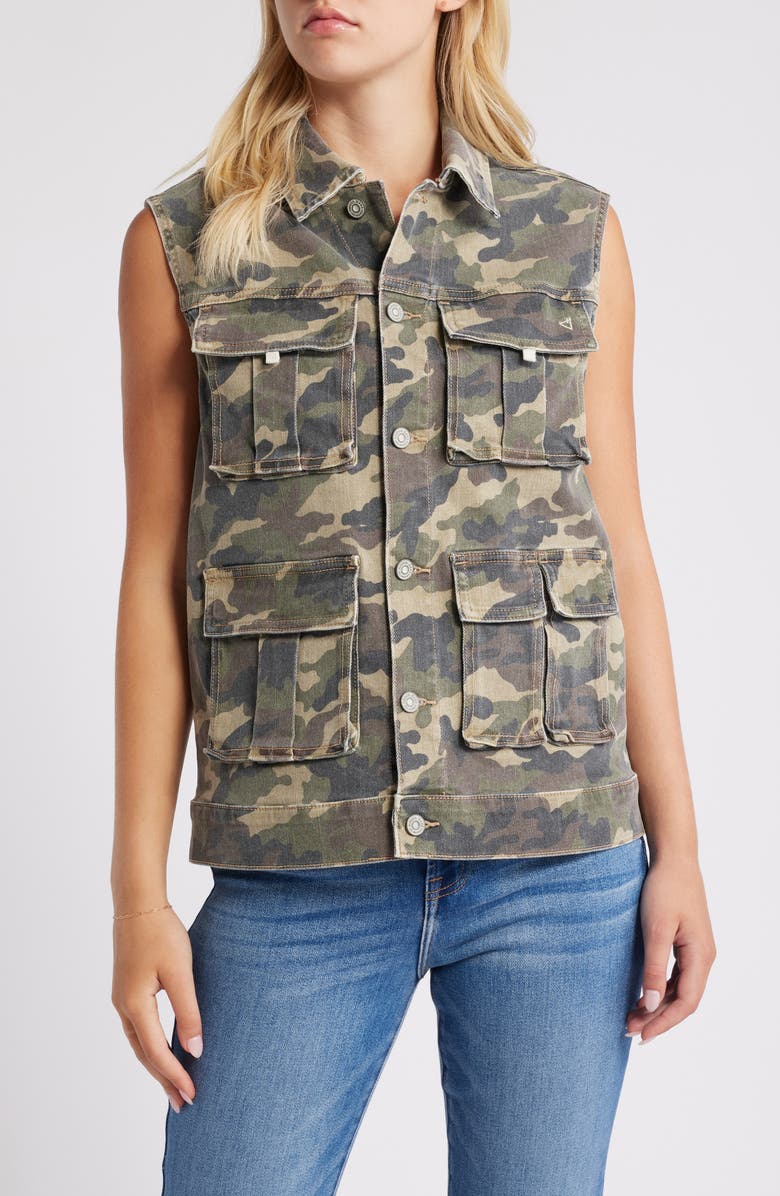 HIDDEN JEANS Camo Print Oversize Cargo Vest, Alternate, color, Olive