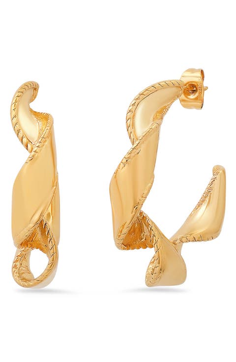 Twisted Ribbon Hoop Earrings