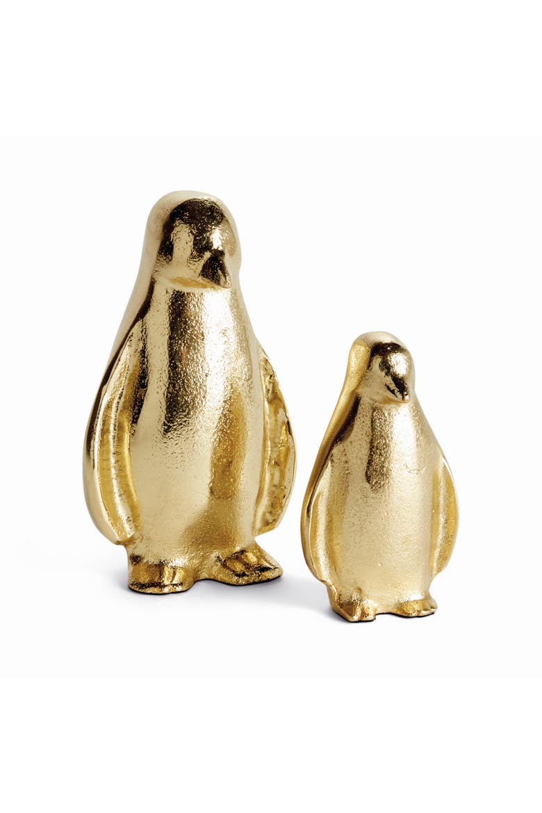 Penguin Pair - Gold Aluminum Sculptures - Set of 2, Main, color, Gold