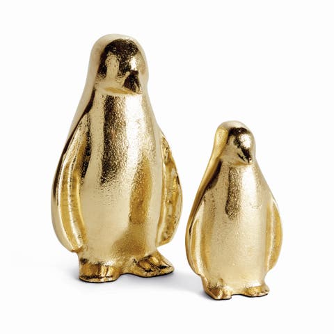 Penguin Pair - Gold Aluminum Sculptures - Set of 2