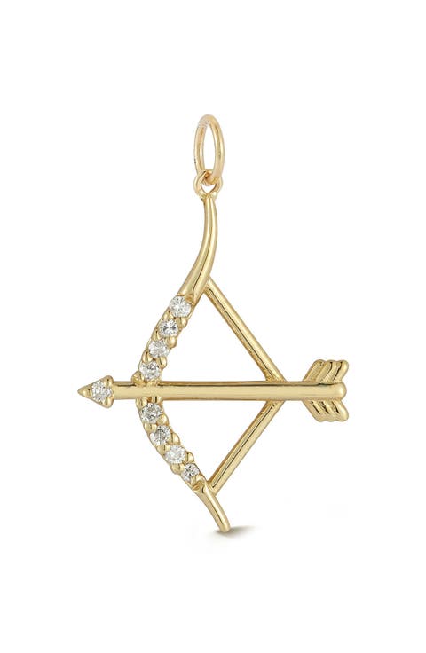 14k Gold Diamond Bow & Arrow Charm