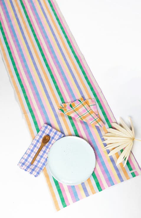 Handwoven Colorful Striped Cotton Table Runner
