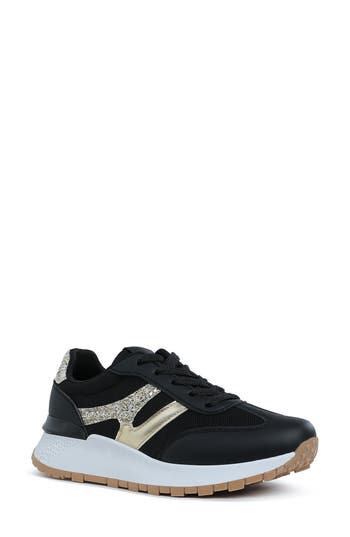 Shop London Rag Tapers Glitter Sneaker In Black Gold