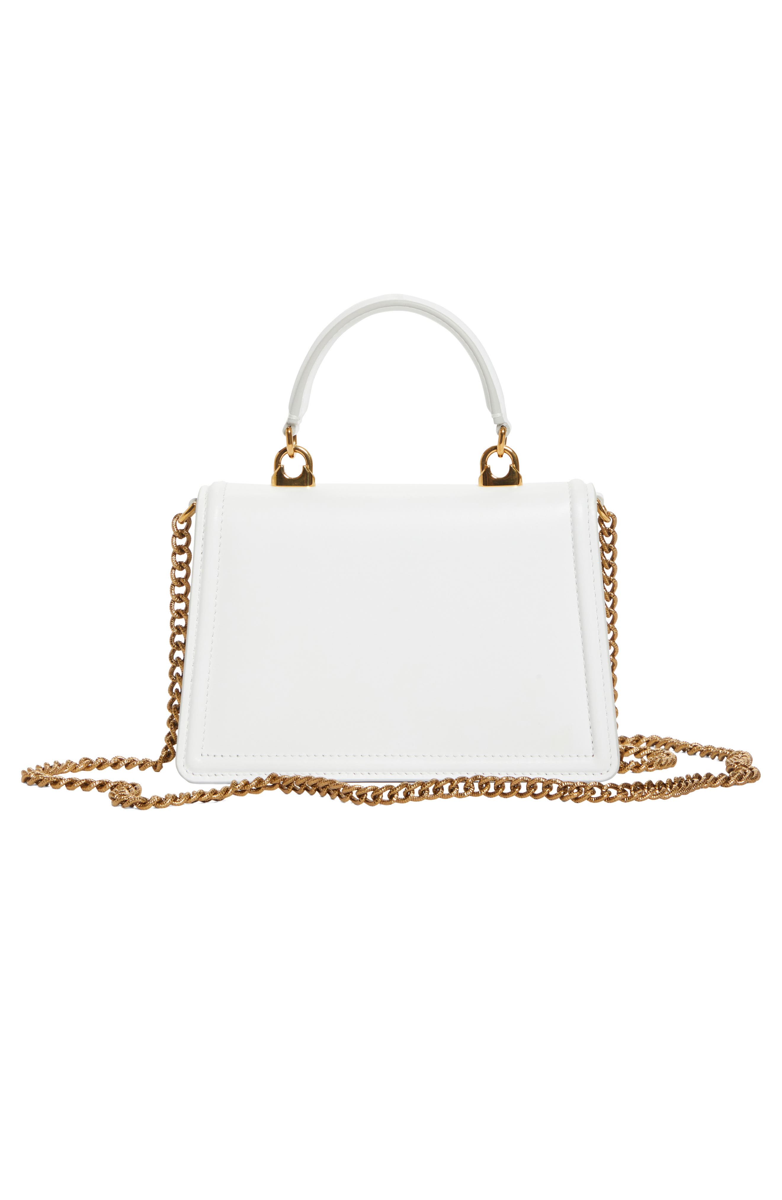 Dolce&Gabbana Mini Devotion Leather Top Handle Bag, Alternate, color, Optical White