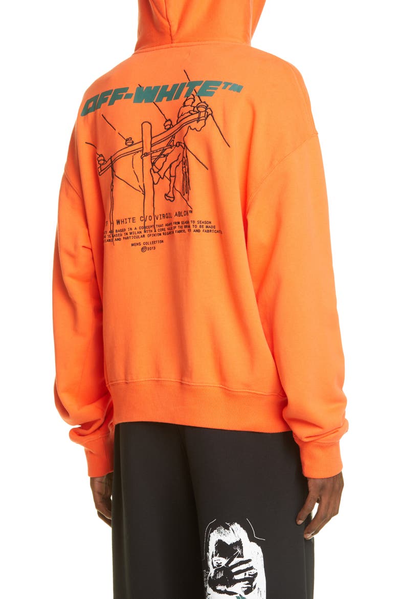 Trellis Worker Logo Graphic Cotton Hoodie, Alternate, color, ORANGE GREEN