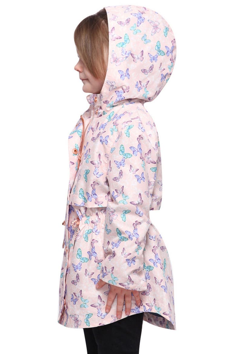 Kids' Lightweight Rain Jacket Trench Coat, Alternate, color, Butterfly Pink
