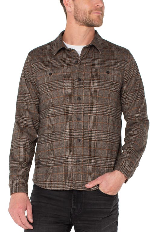 Liverpool Glen Palid Knit Button-up Shirt In Brown