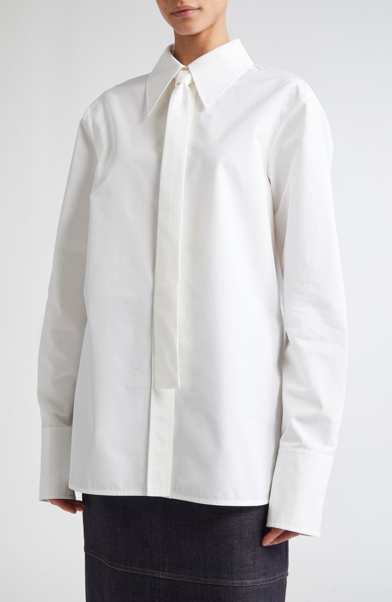 Jil Sander Relaxed Cotton Poplin Tie Shirt, Alternate, color, 