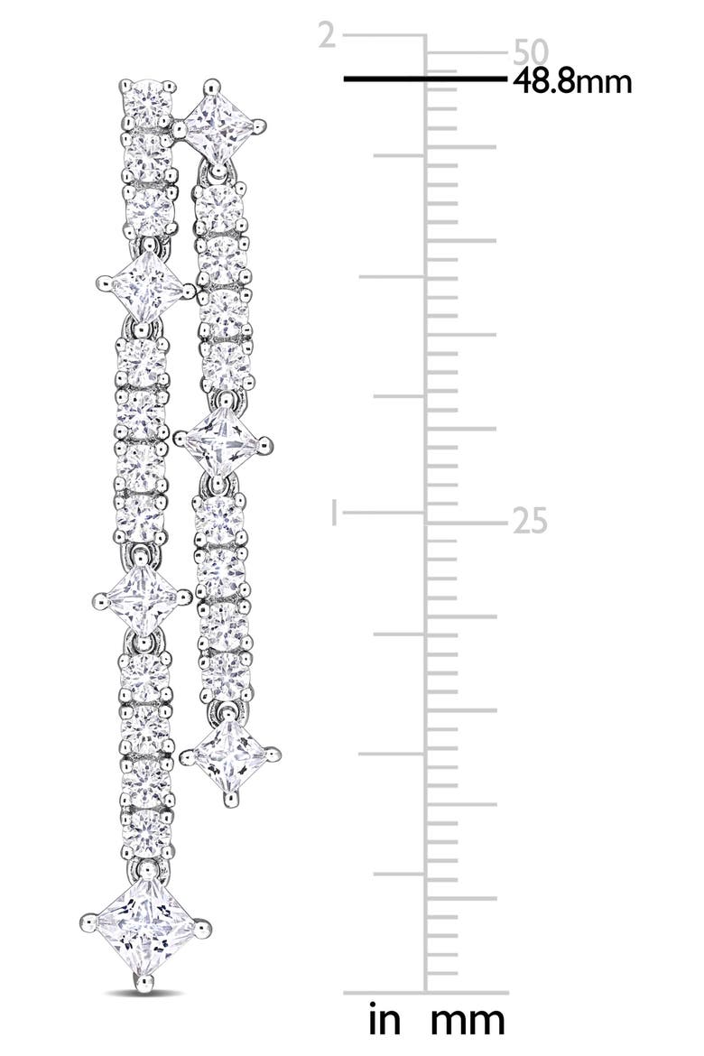 Lab-Created White Sapphire Double Row Drop Earrings, Alternate, color, WHITE