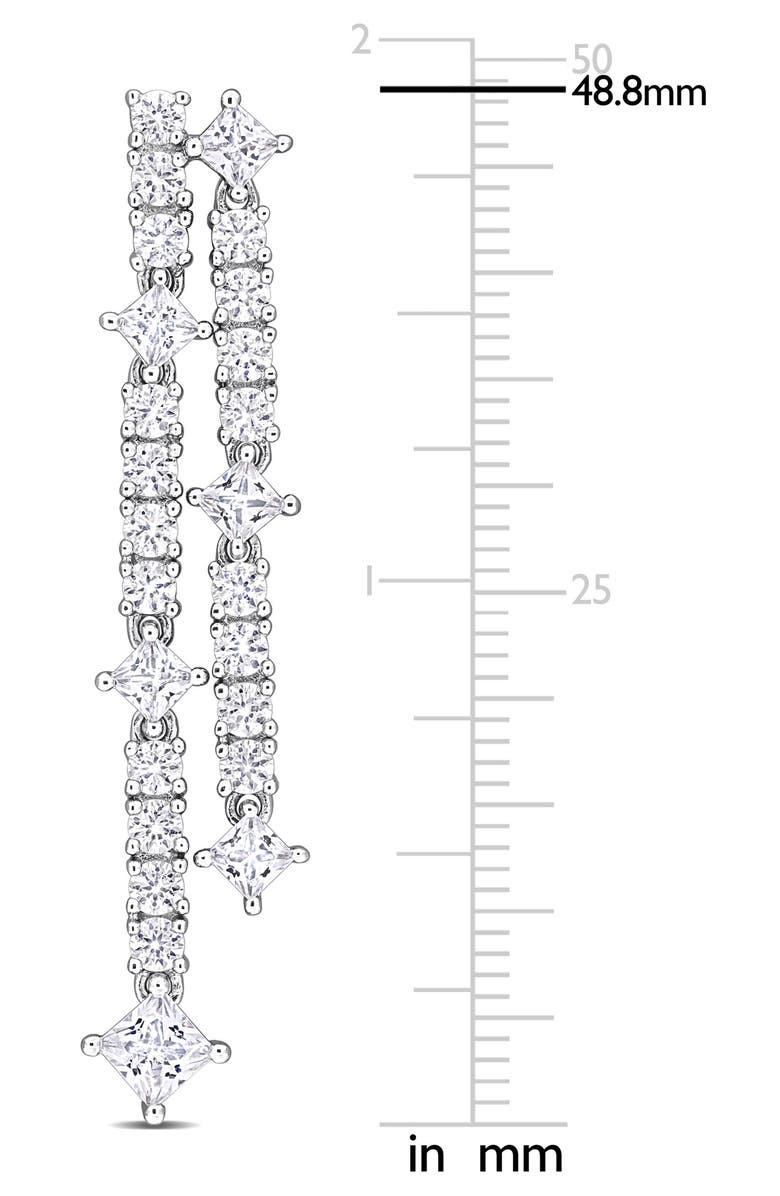 DELMAR Lab-Created White Sapphire Double Row Drop Earrings, Alternate, color, White