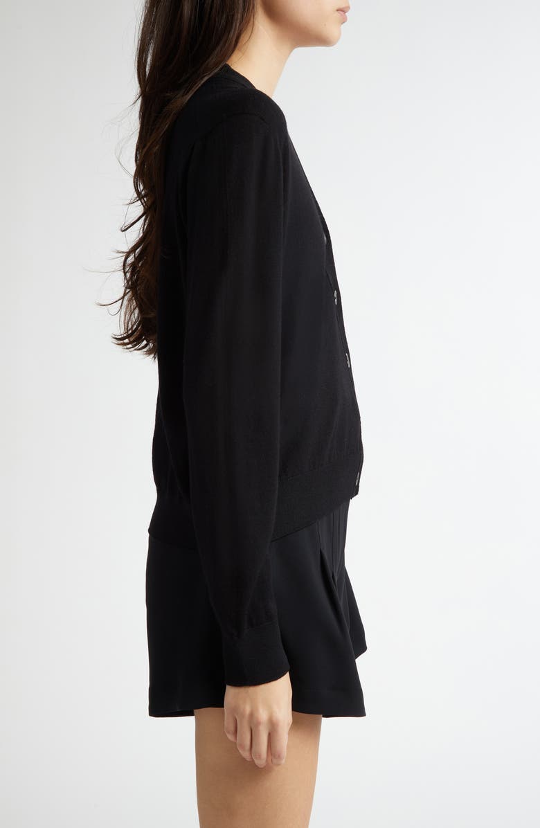 Johnstons of Elgin Superfine Merino Wool V-Neck Cardigan, Alternate, color, Black