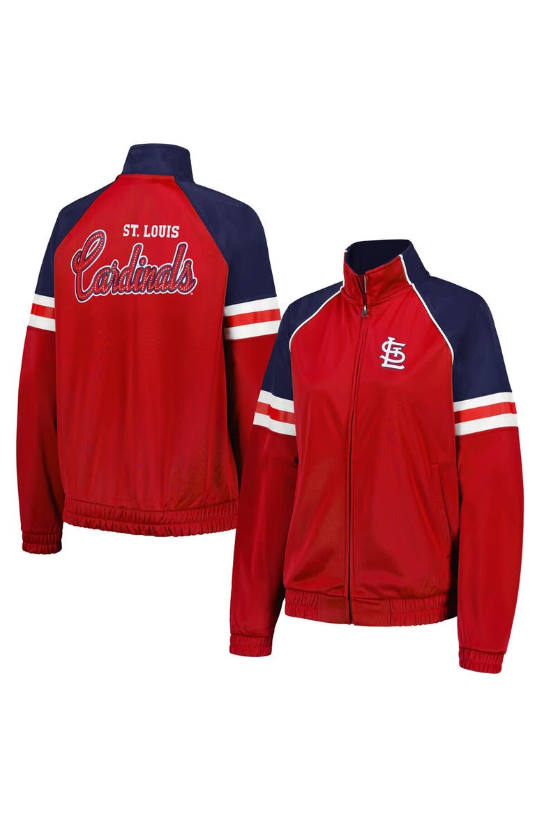 Women's G-III 4Her by Carl Banks Red St. Louis Cardinals First Place Raglan Full-Zip Track Jacket, Main, color, Red
