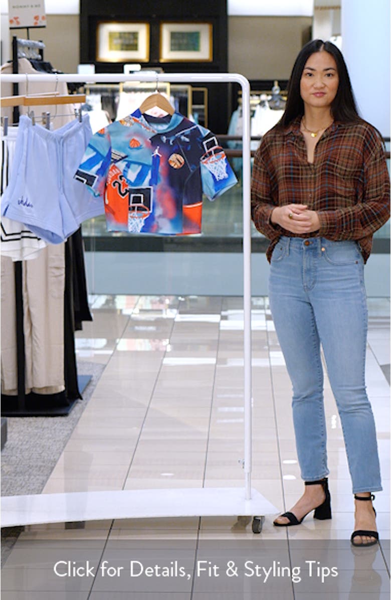 Printed Mock Neck Crop Top, sales video thumbnail