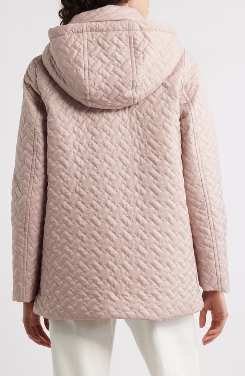 London Fog Water Resistant Quilted Jacket With Removable Hood In Pink