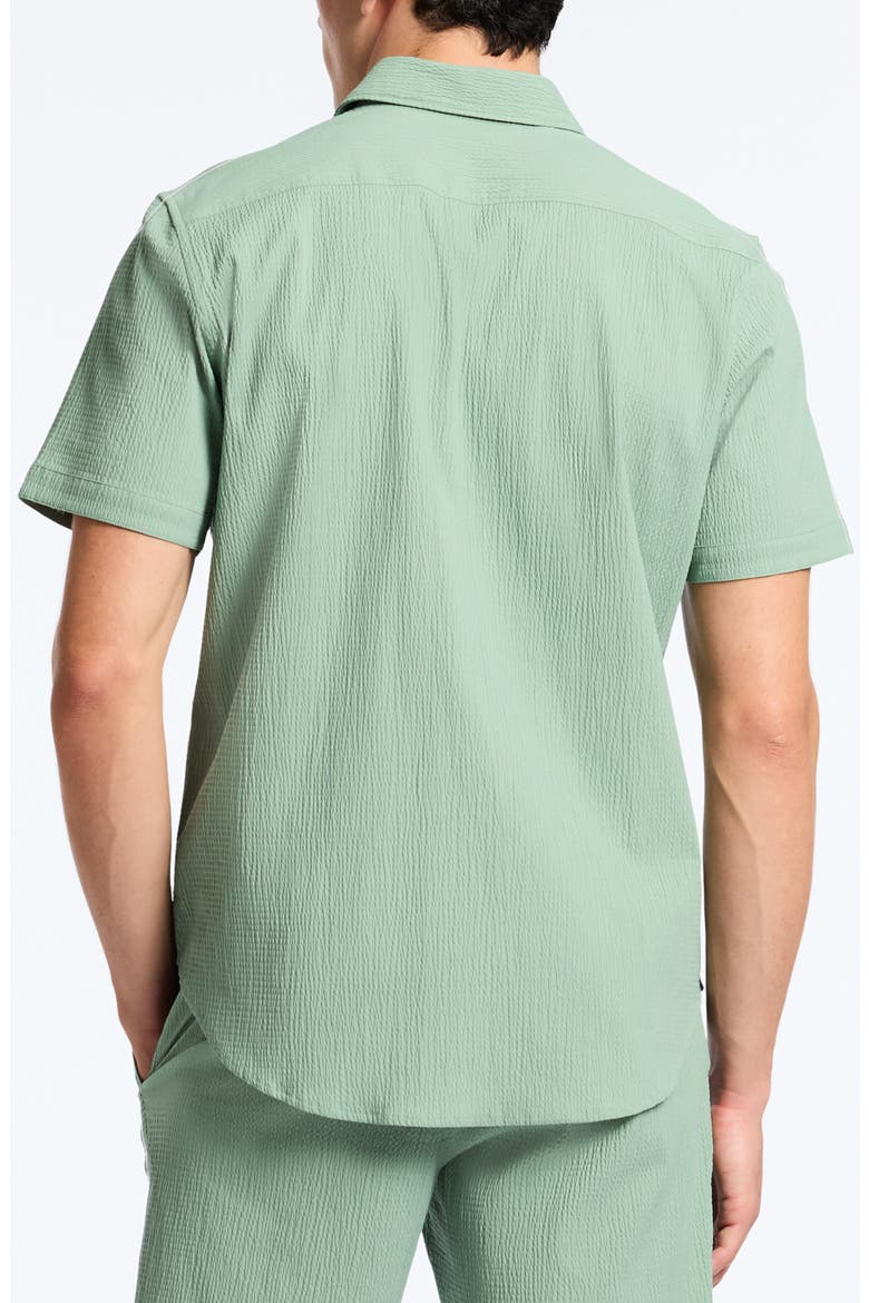 Thresher Classic Fit Solid Short Sleeve Cotton Seersucker Button-Up Shirt, Alternate, color, OLIVE