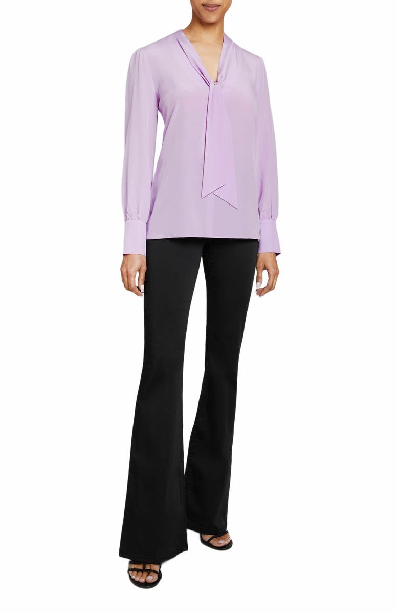 Santorelli Francis Blouse with Neck Tie in Silk Crepe de Chine, Alternate, color, 