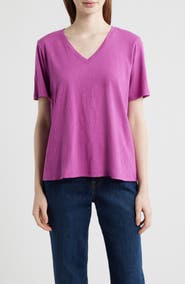 Eileen Fisher Easy V-Neck Organic Cotton T-Shirt