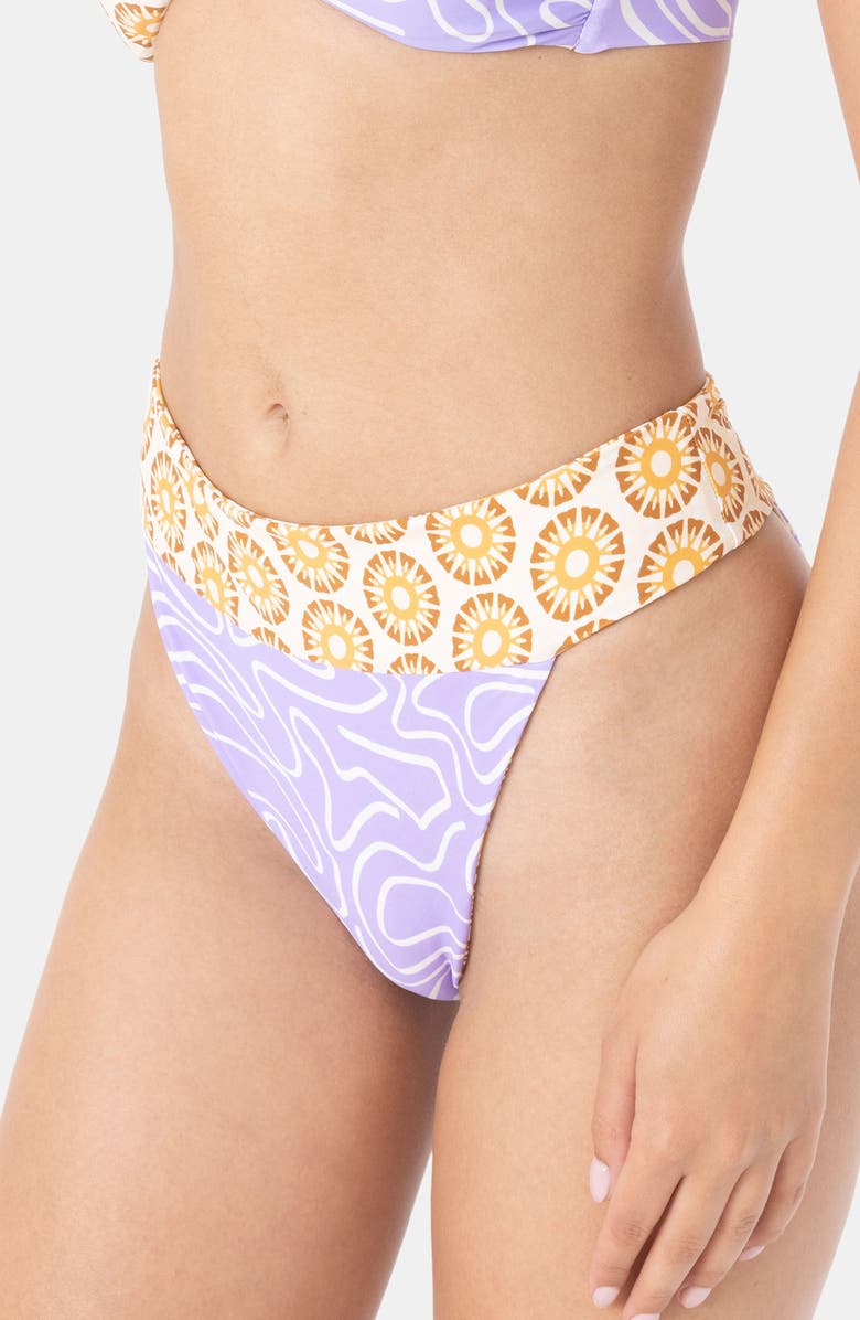 Roxy Sunshine State of Mind Cheeky Swim Bottoms, Alternate, color, Purple Multi