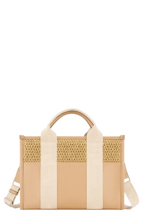 Raffia Web Strap Modern Tote Bag