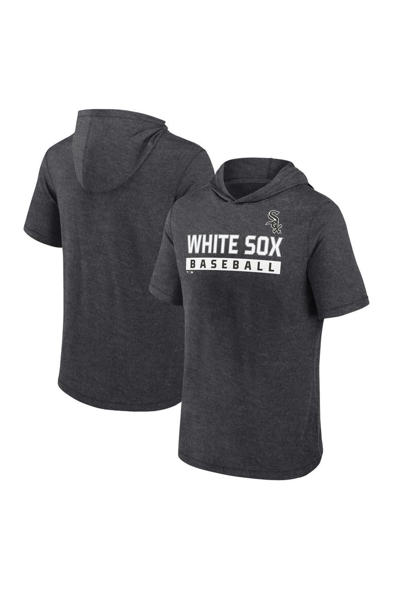 Men's Fanatics Heather Charcoal Chicago White Sox Push Short Sleeve Pullover Hoodie, Main, color, Heather Charcoal