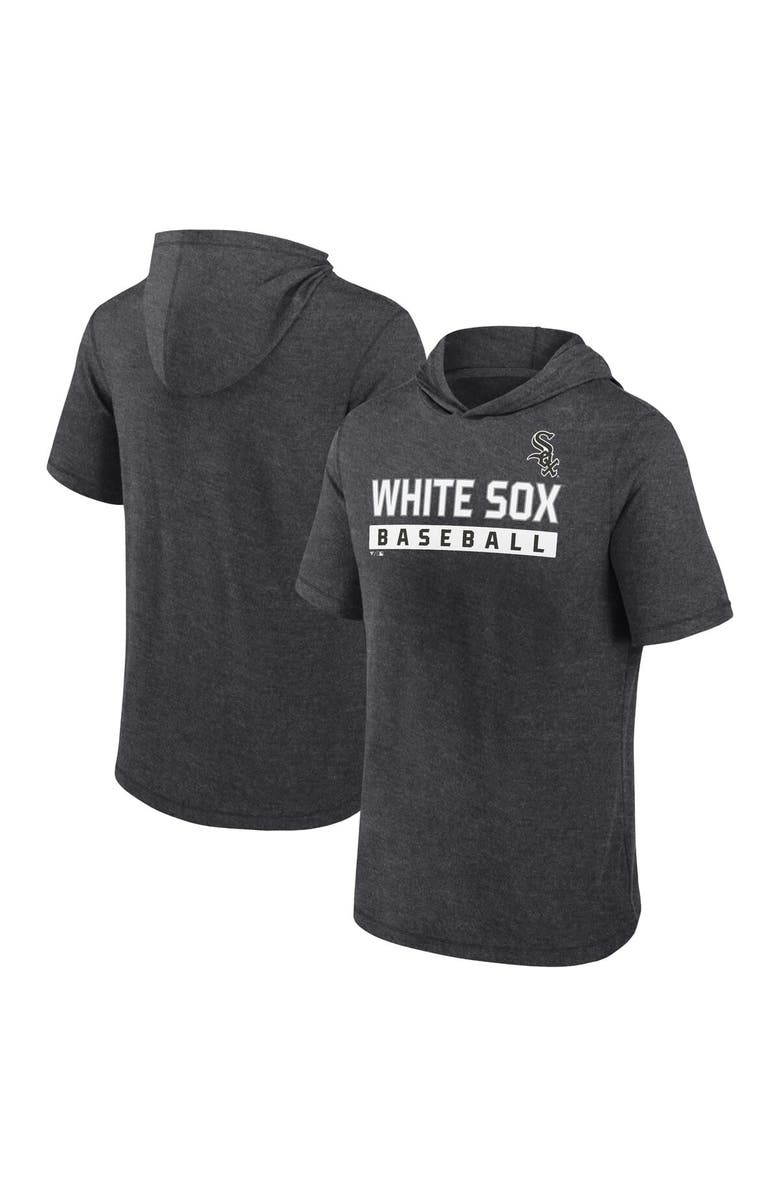 FANATICS Men's Fanatics Heather Charcoal Chicago White Sox Push Short Sleeve Pullover Hoodie, Main, color, Heather Charcoal