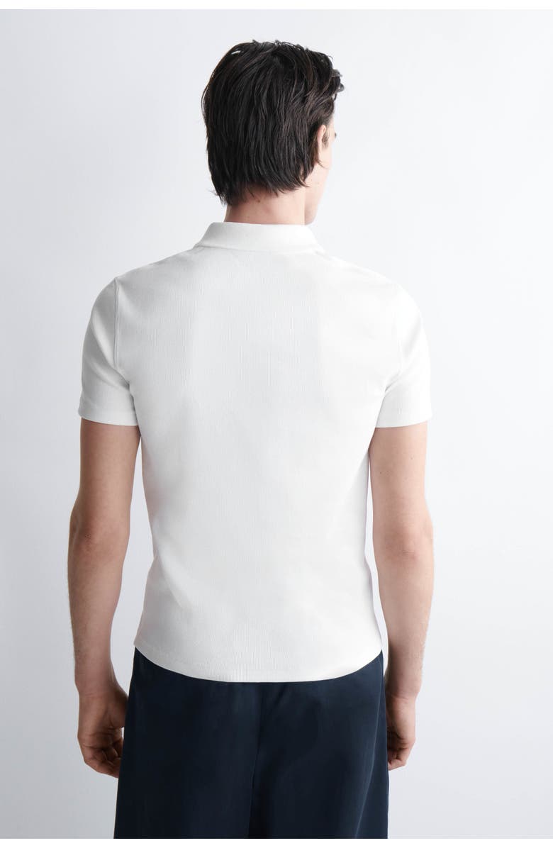 COS Slim Ribbed Cotton Polo Shirt, Alternate, color, White