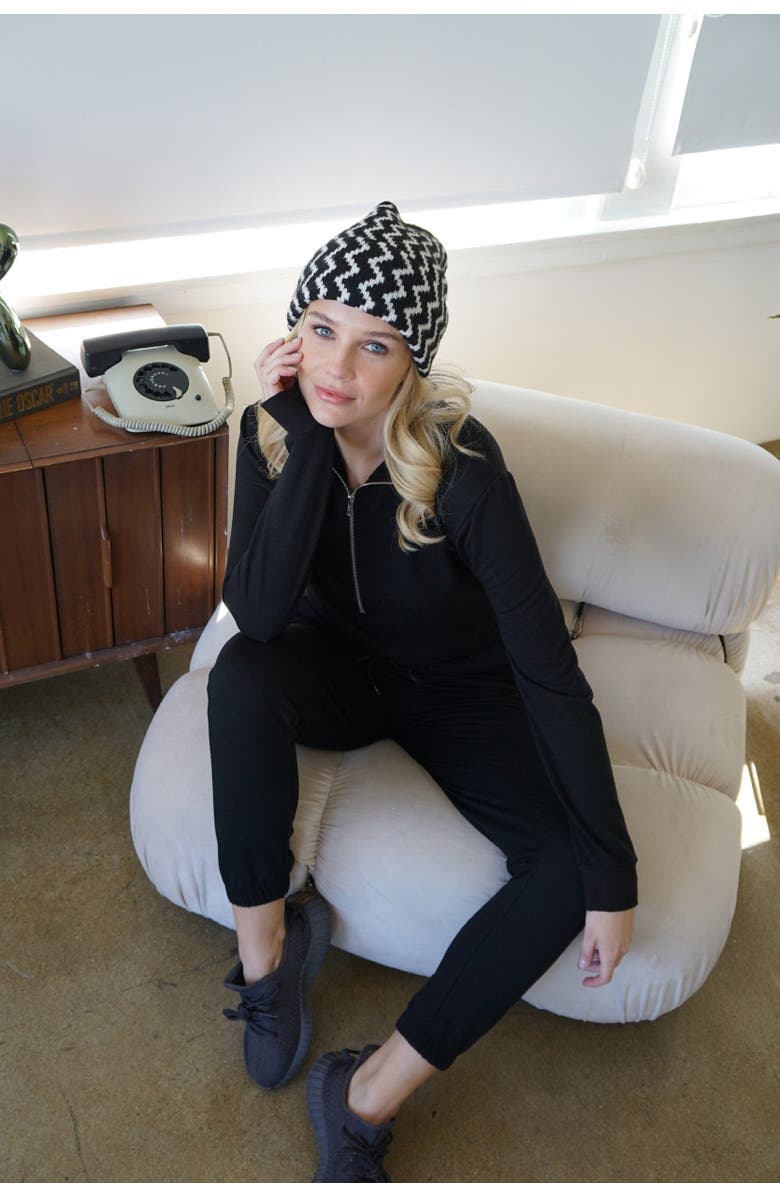 Lezat Ava Half Zip Modal Jumpsuit, Alternate, color, Black