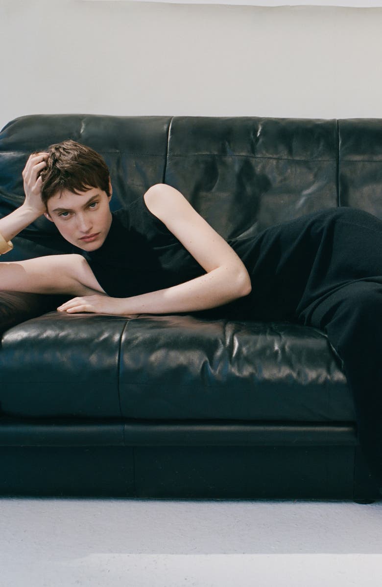 MANGO Knit Flared Maxi Dress, Alternate, color, Black