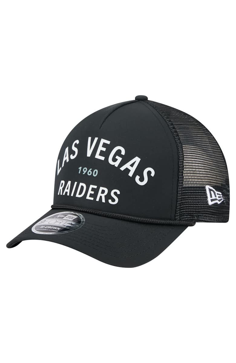 New Era Men's New Era Black Las Vegas Raiders Active Minimalist M-Crown A-Frame 9FORTY Adjustable Hat, Main, color, Black