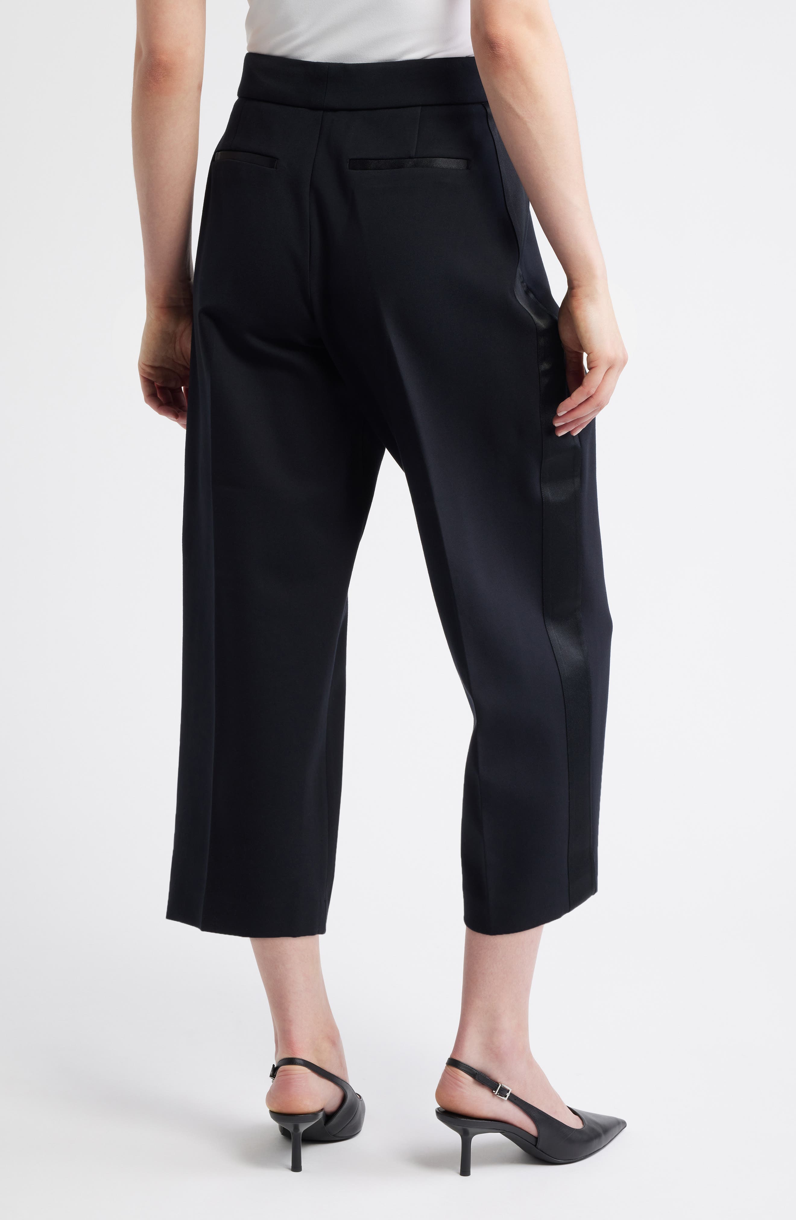 Ponte Knit Pleated Tuxedo Pants - image 2