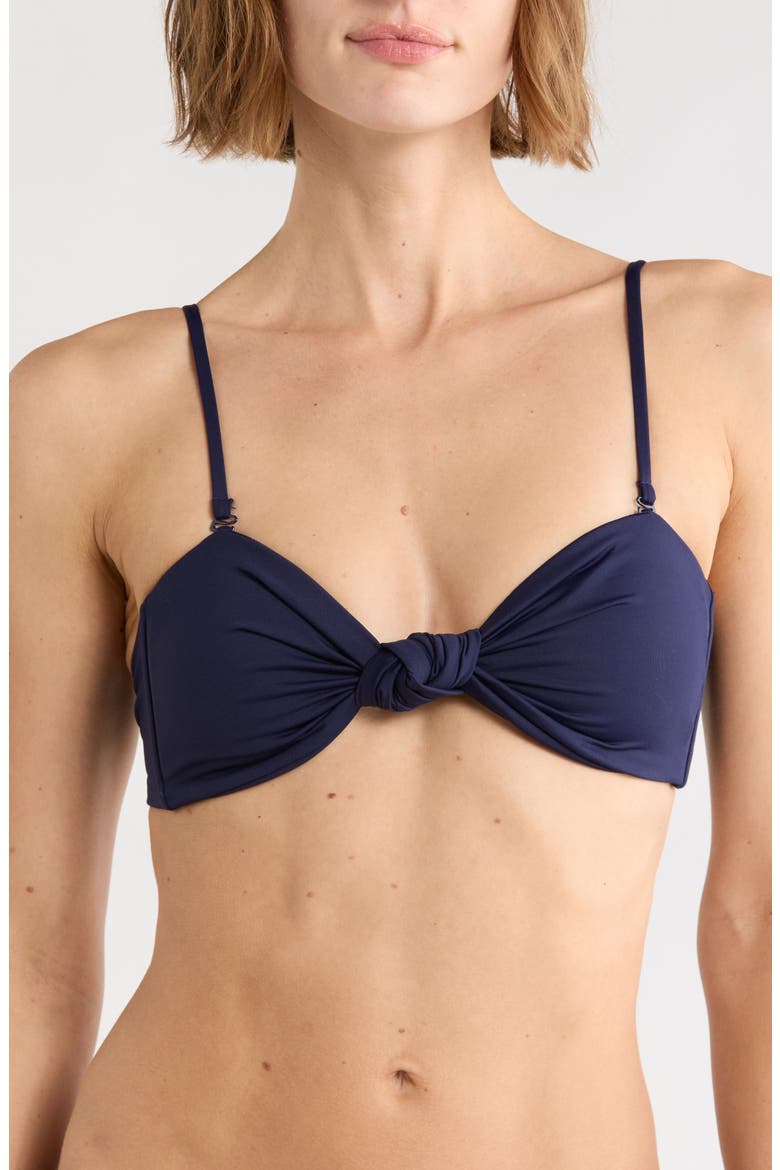 Matte Twist Bandeau Bikini Top, Main, color, HORIZON INK