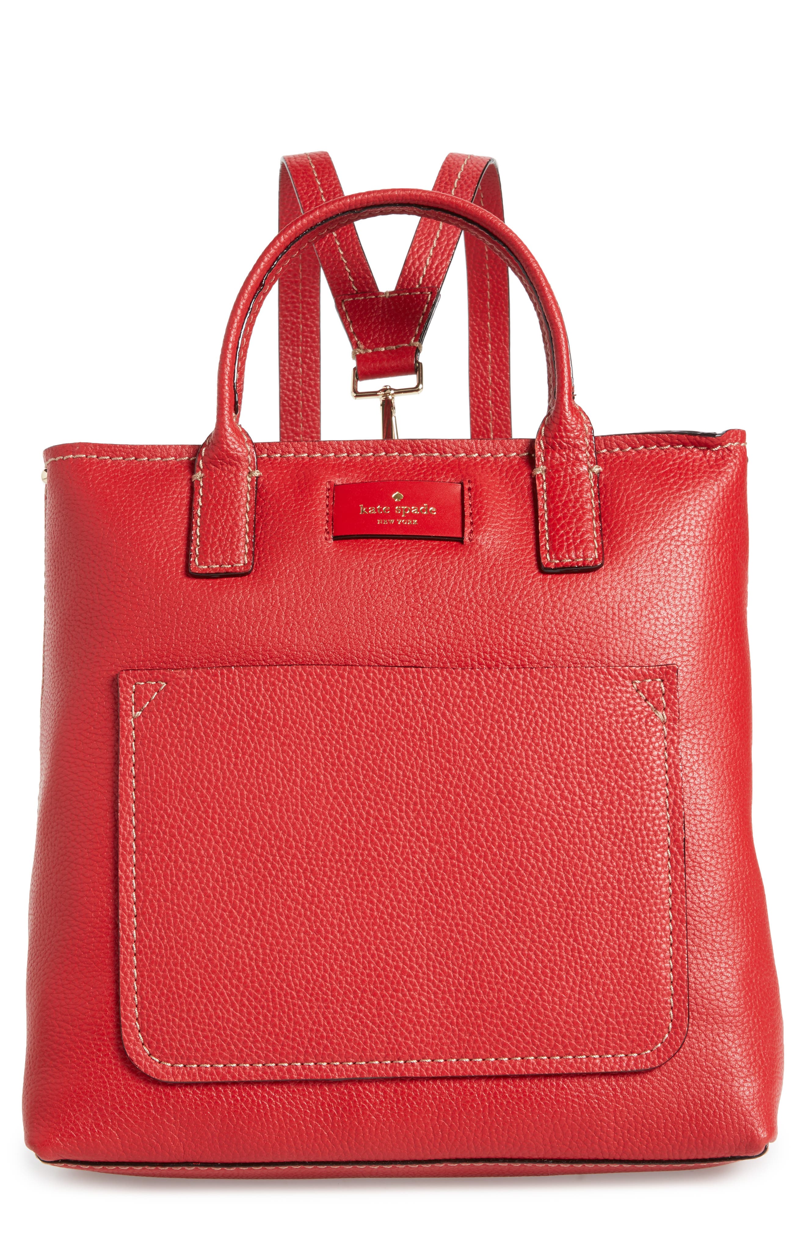 Kate Spade New York maple street - kenzie leather convertible backpack, Main, color, 