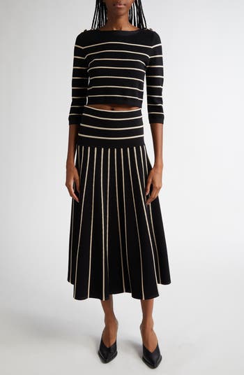 Zimmermann Women s Crush Stripe Crop Sweater Black Sweaters