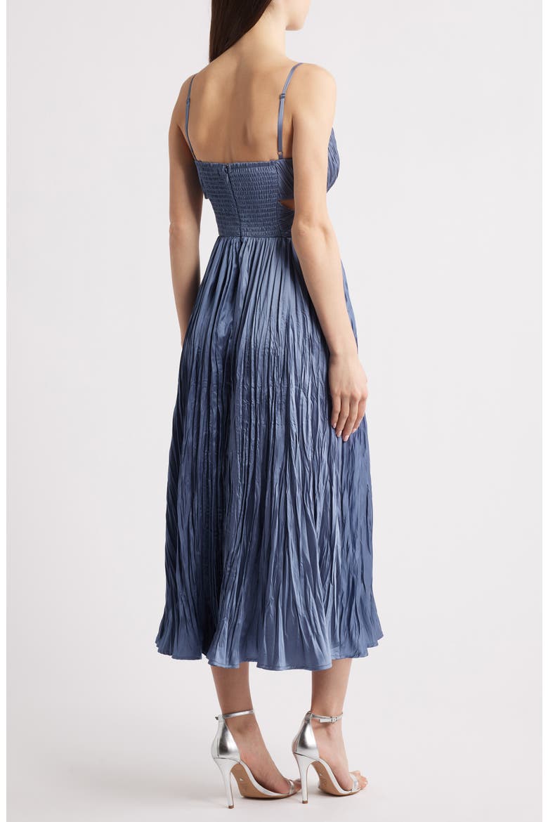 Margot Gathered Satin Midi Cocktail Dress, Alternate, color, SLATE BLUE