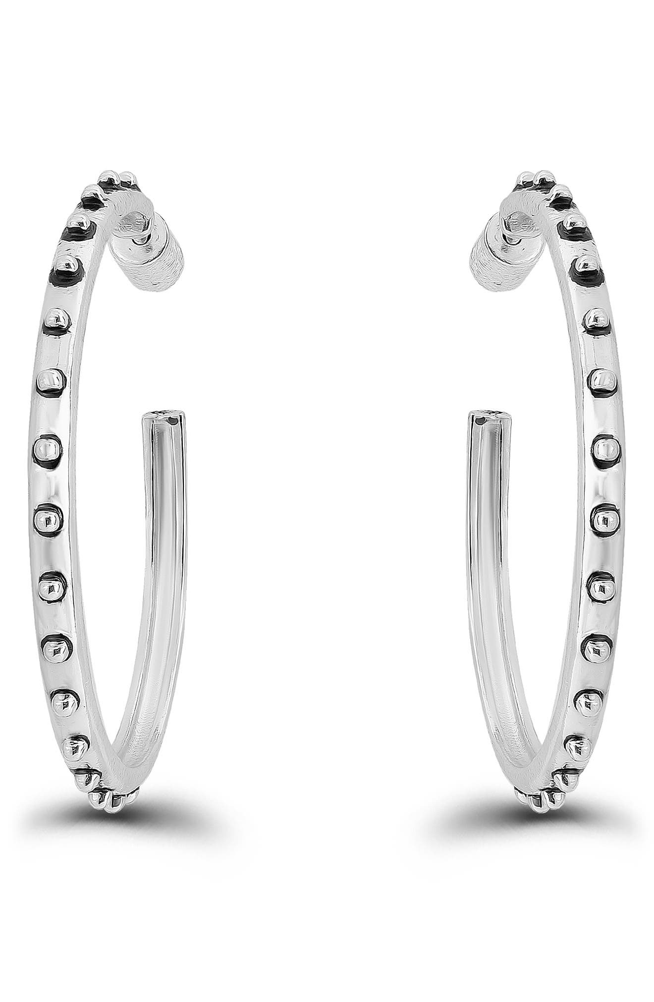 Christian Siriano New York Oxidized Bead 30mm Hoop Earrings