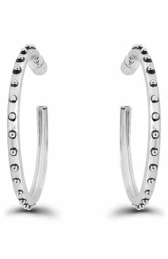 Oxidized Bead 30mm Hoop Earrings