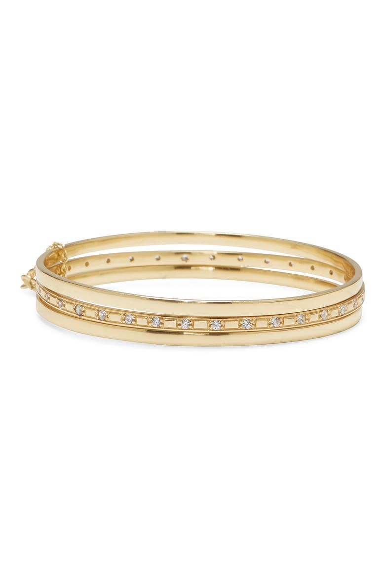 Set of 3 Bangle Bracelets, Alternate, color, GOLD/ CRYSTAL