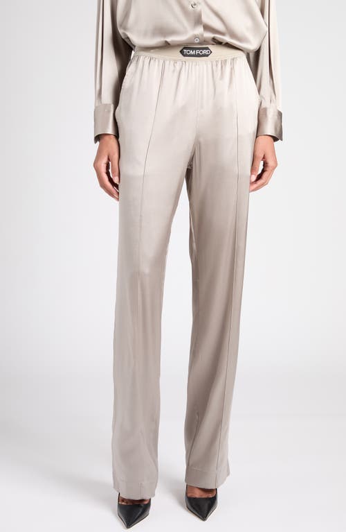Tom Ford Stretch Silk Satin Pajama Pants In Silver