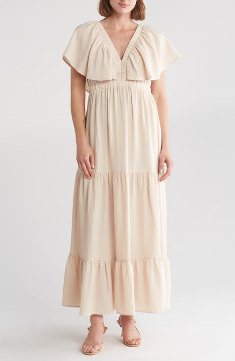 Flutter Sleeve Tiered Maxi Dress