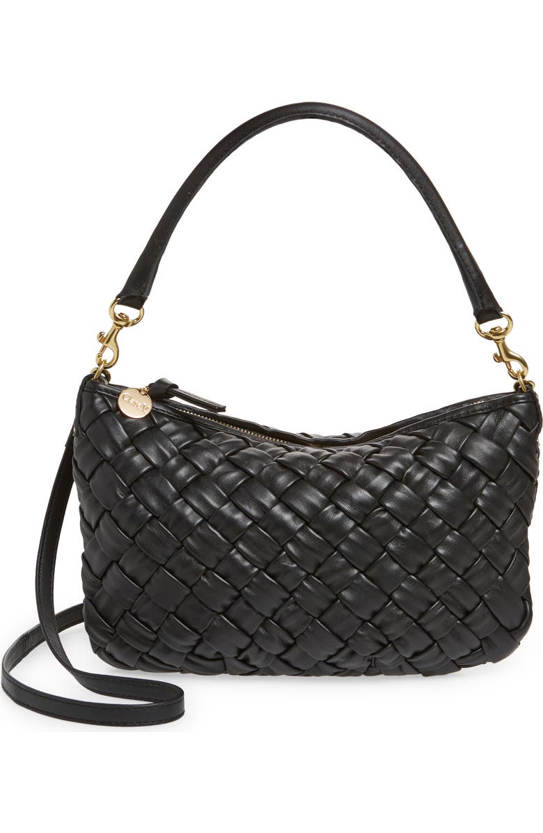 Clare V. Petit Moyen Woven Leather Messenger Bag, Main, color,