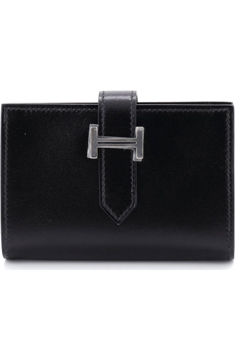 Pre-Owned Hermes Bearn Wallet Box Calf Compact, Main, color, Noir