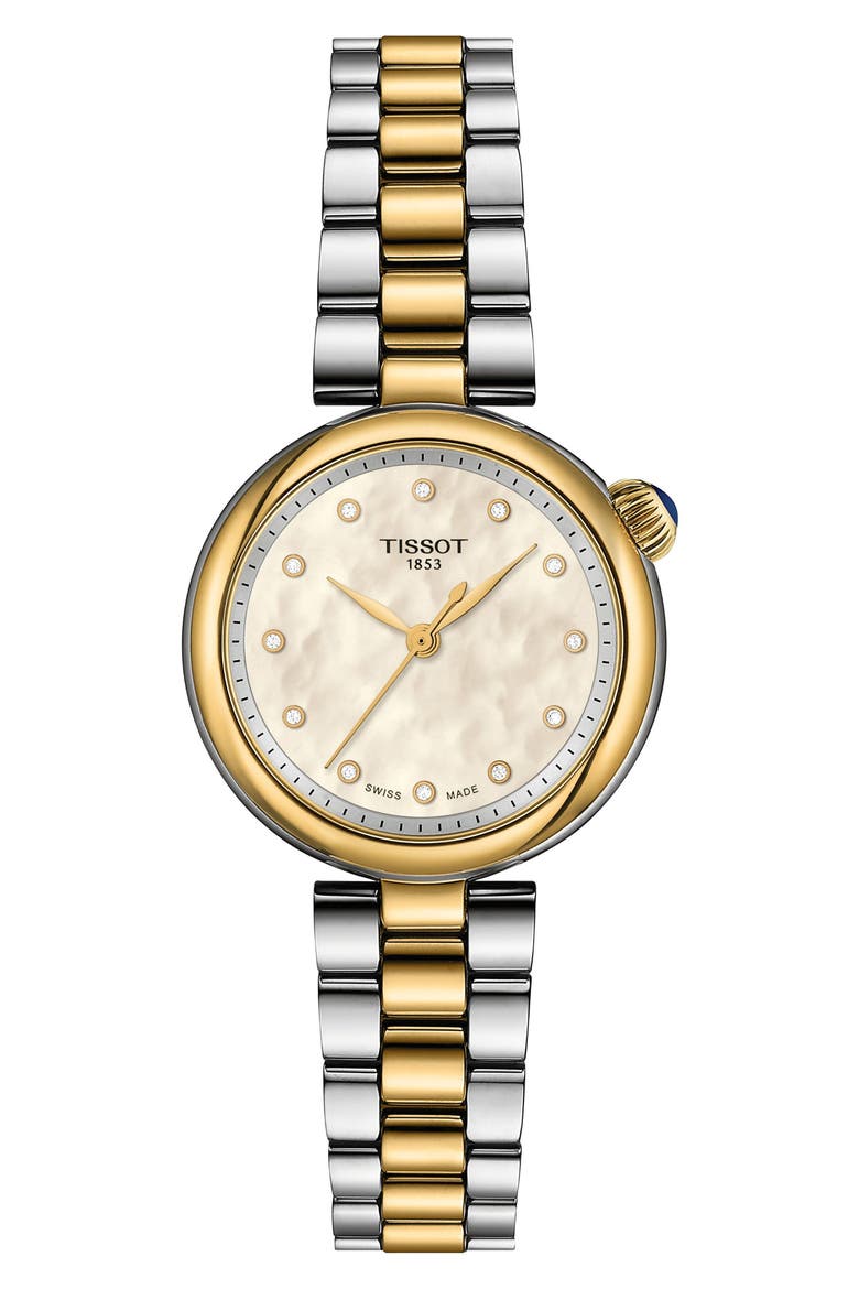 Desir Mother-of-Pearl & Diamond Two-Tone Watch, 28mm, Main, color, NO COLOR